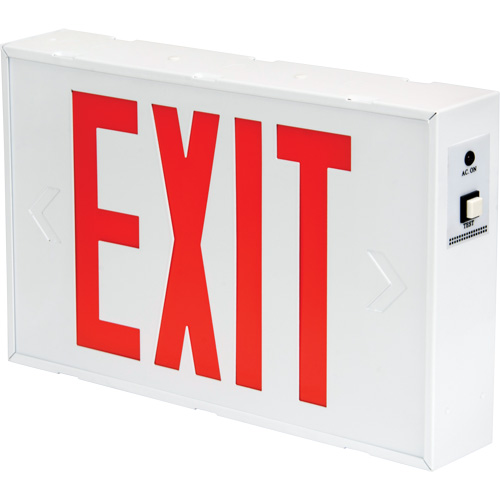 Exit Sign, LED, Battery Operated/Hardwired, 12-1/5" L x 7-1/2" W, English Seagulf Marine Industries Inc.