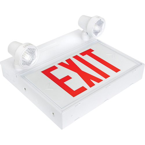 Exit Sign with Security Lights, LED, Battery Operated/Hardwired, 12-1/10" L x 11" W, English Seagulf Marine Industries Inc.