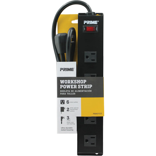 Metal Workshop Power Strip, 6 Outlet(s), 3', 15 A, 1875 W, 125 V Seagulf Marine Industries Inc.