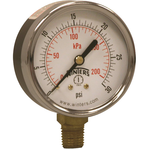 Economy Pressure Gauge, 2-1/2" , 0 - 30 psi, Bottom Mount, Analogue Seagulf Marine Industries Inc.