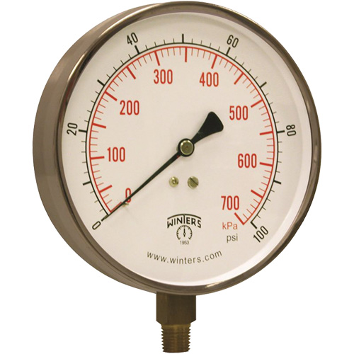 Contractor Pressure Gauge, 4-1/2" , 0 - 100 psi, Bottom Mount, Analogue Seagulf Marine Industries Inc.