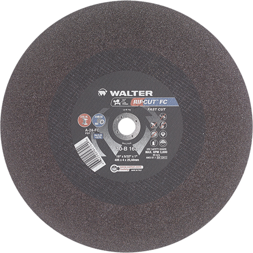 Ripcut Stainless Steel & Steel Cut-Off Wheel for Stationary Saws, 16" x 5/32", 1" Arbor, Type 1, Aluminum Oxide, 3800 RPM Seagulf Marine Industries Inc.