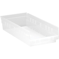 Shelf Bins, 8-3/8" W x 4" H x 17-7/8" D, Clear, 40 lbs. Capacity Seagulf Marine Industries Inc.