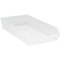 Shelf Bins, 11-1/8" W x 4" H x 23-5/8" D, Clear, 50 lbs. Capacity Seagulf Marine Industries Inc.