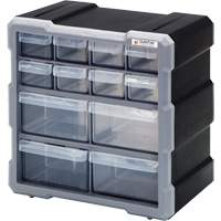 Drawer Cabinet, Plastic, 12 Drawers, 10-1/2" x 6-1/4" x 10-1/4", Black Seagulf Marine Industries Inc.