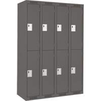 Clean Line Lockers, 2 -tier, Bank of 4, 48" x 18" x 72", Steel, Charcoal, Rivet (Assembled) Seagulf Marine Industries Inc.