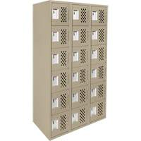 Clean-Line Perforated Lockerette, 6 -tier, Bank of 3, 15" x 72" x 12", Steel Seagulf Marine Industries Inc.
