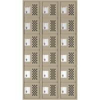 Clean-Line Perforated Lockerette, 6 -tier, Bank of 3, 15" x 72" x 12", Steel Seagulf Marine Industries Inc.