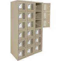 Clean-Line Perforated Lockerette, 6 -tier, Bank of 3, 15" x 72" x 12", Steel Seagulf Marine Industries Inc.