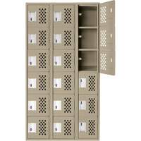 Clean-Line Perforated Lockerette, 6 -tier, Bank of 3, 15" x 72" x 12", Steel Seagulf Marine Industries Inc.