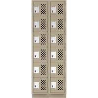 Clean-Line Perforated Lockerette, 6 -tier, Bank of 2, 12" x 72" x 12", Steel Seagulf Marine Industries Inc.