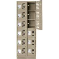 Clean-Line Perforated Lockerette, 6 -tier, Bank of 2, 12" x 72" x 12", Steel Seagulf Marine Industries Inc.