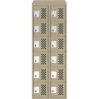 Clean-Line Perforated Lockerette, 6 -tier, Bank of 2, 15" x 72" x 12", Steel Seagulf Marine Industries Inc.