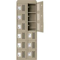 Clean-Line Perforated Lockerette, 6 -tier, Bank of 2, 15" x 72" x 12", Steel Seagulf Marine Industries Inc.