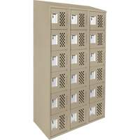 Clean-Line Perforated Lockerette, 6 -tier, Bank of 3, 15" x 72" x 12", Steel Seagulf Marine Industries Inc.