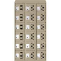 Clean-Line Perforated Lockerette, 6 -tier, Bank of 3, 15" x 72" x 12", Steel Seagulf Marine Industries Inc.