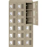Clean-Line Perforated Lockerette, 6 -tier, Bank of 3, 15" x 72" x 12", Steel Seagulf Marine Industries Inc.