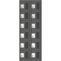 Clean-Line Perforated Lockerette, 6 -tier, Bank of 2, 15" x 72" x 12", Steel Seagulf Marine Industries Inc.