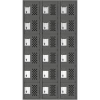 Clean-Line Perforated Lockerette, 6 -tier, Bank of 3, 15" x 72" x 12", Steel Seagulf Marine Industries Inc.