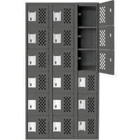 Clean-Line Perforated Lockerette, 6 -tier, Bank of 3, 15" x 72" x 12", Steel Seagulf Marine Industries Inc.