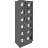 Clean-Line Perforated Lockerette, 6 -tier, Bank of 2, 12" x 72" x 12", Steel Seagulf Marine Industries Inc.