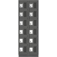 Clean-Line Perforated Lockerette, 6 -tier, Bank of 2, 12" x 72" x 12", Steel Seagulf Marine Industries Inc.