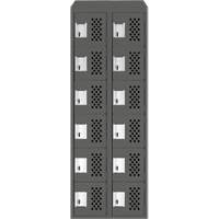 Clean-Line Perforated Lockerette, 6 -tier, Bank of 2, 15" x 72" x 12", Steel Seagulf Marine Industries Inc.