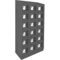 Assembled Lockerettes Clean Line Perforated Economy Lockers, 6 -tier, Bank of 3, 18" x 72" x 12", Steel Seagulf Marine Industries Inc.