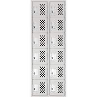 Clean-Line Perforated Lockerette, 6 -tier, Bank of 2, 15" x 72" x 12", Steel Seagulf Marine Industries Inc.