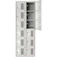 Clean-Line Perforated Lockerette, 6 -tier, Bank of 2, 15" x 72" x 12", Steel Seagulf Marine Industries Inc.