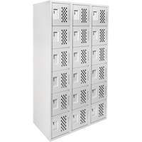 Clean-Line Perforated Lockerette, 6 -tier, Bank of 3, 15" x 72" x 12", Steel Seagulf Marine Industries Inc.