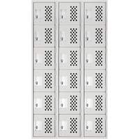 Clean-Line Perforated Lockerette, 6 -tier, Bank of 3, 15" x 72" x 12", Steel Seagulf Marine Industries Inc.