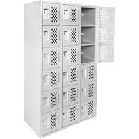 Clean-Line Perforated Lockerette, 6 -tier, Bank of 3, 15" x 72" x 12", Steel Seagulf Marine Industries Inc.