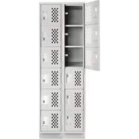 Clean-Line Perforated Lockerette, 6 -tier, Bank of 2, 12" x 72" x 12", Steel Seagulf Marine Industries Inc.