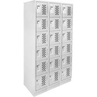Clean-Line Perforated Lockerette, 6 -tier, Bank of 3, 12" x 72" x 12", Steel Seagulf Marine Industries Inc.