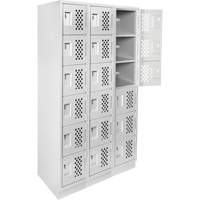 Clean-Line Perforated Lockerette, 6 -tier, Bank of 3, 12" x 72" x 12", Steel Seagulf Marine Industries Inc.