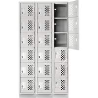 Clean-Line Perforated Lockerette, 6 -tier, Bank of 3, 12" x 72" x 12", Steel Seagulf Marine Industries Inc.