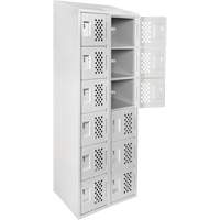 Clean-Line Perforated Lockerette, 6 -tier, Bank of 2, 15" x 72" x 12", Steel Seagulf Marine Industries Inc.
