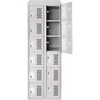 Clean-Line Perforated Lockerette, 6 -tier, Bank of 2, 15" x 72" x 12", Steel Seagulf Marine Industries Inc.