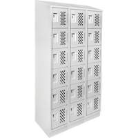 Assembled Lockerettes Clean Line Perforated Economy Lockers, 6 -tier, Bank of 3, 18" x 72" x 12", Steel Seagulf Marine Industries Inc.