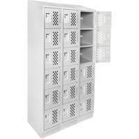 Assembled Lockerettes Clean Line Perforated Economy Lockers, 6 -tier, Bank of 3, 18" x 72" x 12", Steel Seagulf Marine Industries Inc.