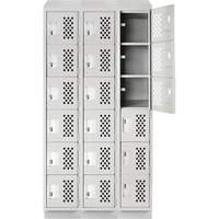 Assembled Lockerettes Clean Line Perforated Economy Lockers, 6 -tier, Bank of 3, 18" x 72" x 12", Steel Seagulf Marine Industries Inc.