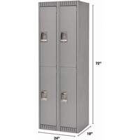 Lockers, 2 -tier, Bank of 2, 24" x 18" x 72", Steel, Grey, Knocked Down Seagulf Marine Industries Inc.