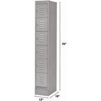 Lockers, 6 -tier, 12" x 18" x 76", Steel, Grey, Knocked Down Seagulf Marine Industries Inc.
