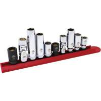 Chrome Finish Socket Set with Rail, 10 Pieces, 1/4"/3/8" Drive Size Seagulf Marine Industries Inc.