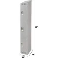 Lockers, 3 -tier, 12" x 18" x 82", Steel, Grey, Knocked Down Seagulf Marine Industries Inc.