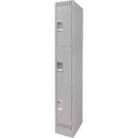 Lockers, 3 -tier, 12" x 18" x 76", Steel, Grey, Knocked Down Seagulf Marine Industries Inc.