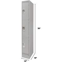 Lockers, 3 -tier, 12" x 18" x 76", Steel, Grey, Knocked Down Seagulf Marine Industries Inc.