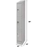 Lockers, 3 -tier, 12" x 18" x 86", Steel, Grey, Knocked Down Seagulf Marine Industries Inc.