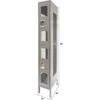 Vented Lockers, 2 -tier, 12" x 18" x 78", Steel, Grey, Knocked Down, Perforated Seagulf Marine Industries Inc.